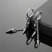 1 pezzo Orecchini pendenti a cono stile gotico punk, orecchini a cerchio in acciaio inossidabile unisex, adatti per uso quotidiano e per feste