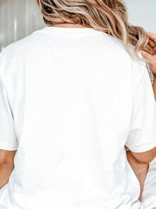 Pisces, One Of The Twelve Zodiac Signs Black And White Apricot Multi-Color Women's Short-Sleeved Round-Neck T-Shirt Printed Top, Festival Clothing, Casual And Elegant Summer T-Shirt Women's Summer Dress, Halloween And Christmas Festival Gift, Sporty And Casual - 白色 - 查看 2