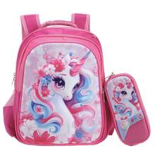 Multineos Comercial Bolsa Escolar Com Estojo Meninos/Meninas ultra Leve À Prova D'água Infantil 1-3-6 - Pink - Visão 1