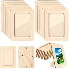 10pcs Unfinished Wooden Photo Frames, 6 Inch, DIY Craft Project, Can Be Placed Horizontally Or Vertically, Art Supplies, Suitable For Party Gifts, Classroom Crafts, Adult Crafts, Valentine's Day Gifts, Diamond Painting Accessories, Frame Decor, Personalized Gifts, Wedding Decor, Room Decor, Bedroom Accessories, New Year Gifts, Office Desk Accessories, New Year Decor, Couple Decor, Anniversary Souvenirs