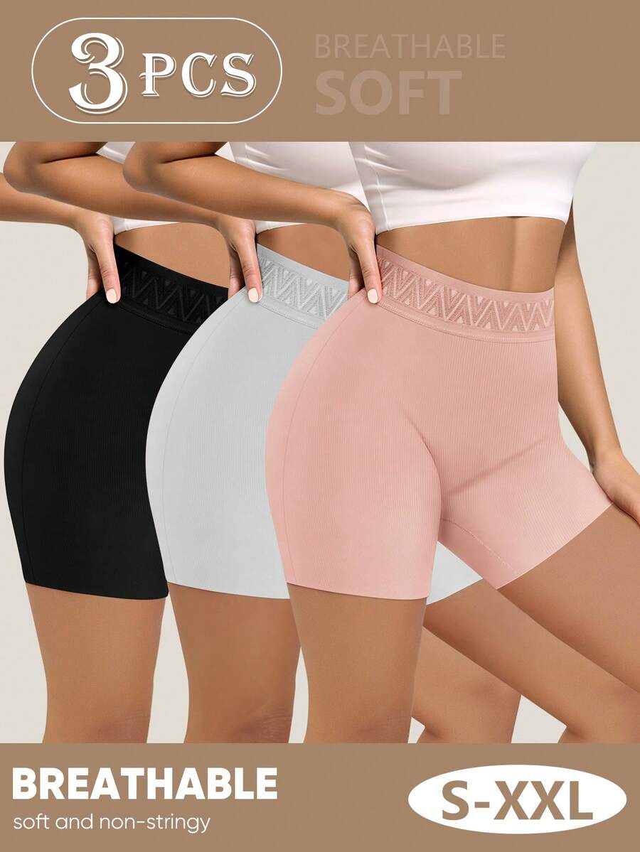 MIOTAN 3条装女士中腰三角裤，弹性柔软透气无缝设计，全包覆优雅，防走光，防卷边