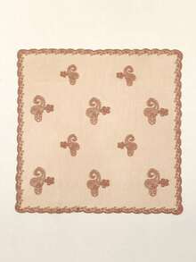 1pc Women Fashion Embroidered Bandana Square Scarf - màu nâu - Xem 3