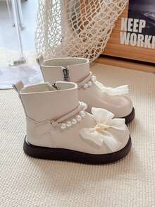 Botas cortas de princesa con decoración de lazo para niñas en otoño/invierno