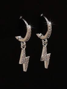 2pcs Full Rhinestone Zirconia Hoop Earrings, Fashionable Luxury Personalized Versatile Earrings, Daily Wear Party Holiday Gift, Unisex