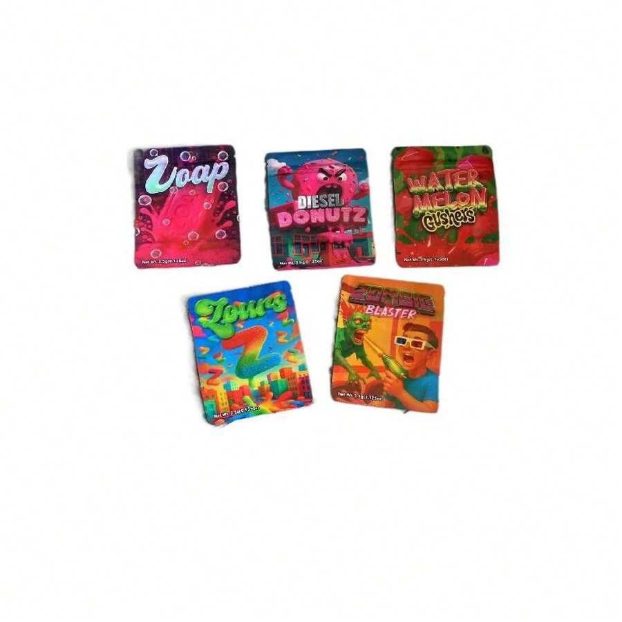 100 Pieces, Creative Mixed Pattern Laser Style, Mylar Mixed Packaging Bags, Resealable Zipper, 3D Holographic Pattern, Odor-Proof, Airtight Storage Bags, Mylar Bags, Mixed Multi-Pattern, Party Essentials