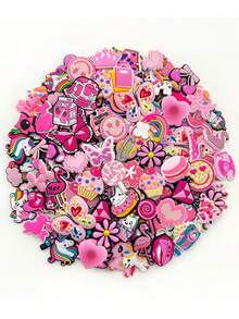 10-20-30-50-100 PCS Mixed Pink Series, Random DIY Shoe Decor Kit - DIY Shoe Decor Kit - Cute Flowers, Heart Shapes, Bows, Diamonds, Bags, Shoes, Lip Prints, Butterflies, Ice Cream, Cherries, Shells, Musical Notes Shoe Accessories. Whether Used To Embellish Shoes, Bags, Bracelets Or As Party Gifts, Festival Decorations Or Birthday Presents, It Can Showcase Your Personal Charm.