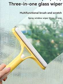 3-In-1 Multi-Functional Glass Cleaning Tool With Sprinkler, Polypropylene (PP) Plastic, Handheld Window, Tile, Windshield, Mirror Cleaning Tool, For Bathroom, Kitchen, Living Room, Bedroom, Toilet - Efficient Mirror And Window Scraper