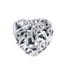Silver Plated Charms Hollow Heart To Heart Purple Zirconia Lotus Mother And Daughter Embrace Stars Moon Cross Rubik Cube Colorful Zirconia Rubik Cube Hollow Heart Beads Cute And Colorful Heart-Shaped Puzzle Design Series Beads Charm Fit Original Bracelet Charm Beads Necklace Diy Female Jewelry