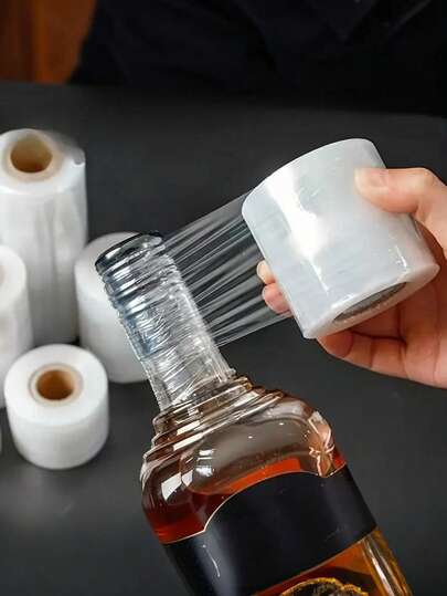 One 20,000cm Long Roll Of Stretch Film Shrink Wrap, Hand Shrink Wrap,Easy-To-Use Bottle Wrapping For Bottles, Jars, And Cans Without Heating.