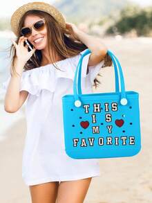 1pc 1-9 & 26 Letters DIY Bag Decoration, Bag Accessories For Bogg Bags, Beach Accessories, Suitable For Bogg Bags, Hollow Out Clogs, Tote Bags, Customizable Letter Decor Accessories. These Charming Accessories Inject Personalized Style And Vibrant Colors Into Your Bogg Bags And Hollow Out Clogs, Perfect For Showcasing The Unique And Eye-Catching Personalized Of Your Bags And Shoes, Easy To Identify Your Bags. - Black - View 4