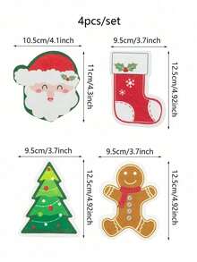 4pcs Christmas Sponge Cleaning Brushes - Washable, Reusable, Durable Kitchen & Bathroom Sponges With Festive Santa & Reindeer & Christmas Tree & Gingerbread Man Designs,For Holiday Cleaning & Home Decor, Christmas Party Favors