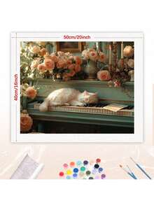 1/2pcs Paint By Numbers Kits Cat Animals Diy Painting By Number Kit For Adults Handpainted Home Wall Decorations 40x50cm/16x20inch Without Frame