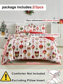 2/3pcs Christmas Gift Pattern Digital Print Duvet Cover Set, Cute Cartoon Bedding Set For Christmas, Soft, Breathable, Machine Washable, Christmas Decor, Christmas Gift (1 Duvet Cover + 1/2 Pillowcases) - Multicolor - View 4