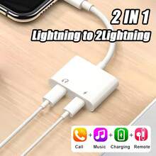 2-In-1 Lightning To 2 Lightning Headphone & Charging Cable Adapter, Compatible With IPhone 14/13/12/11/Pro/Pro Max/Mini/Xs Max/XR/X, IPad