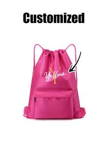 Customizable Name Drawstring Backpack - Personalized DIY Letters/Logo/Patterns, Soft Shell With Fitness Pockets, Adjustable Drawstring Closure,Sports Bag, Swimming Bag, Gym Bag, After School Club Bag Multi-Functional