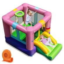 Lifezeal Inflatable Bounce House Bouncy Castle With Slide & Basketball Rim - 查看 3