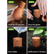 Ollas Terracotta Watering Pots Large - 14 Oz Terracotta Self Watering Globes For 1-Week Easy To Refill - Clay Garden Olla Pots Plant Waterers While On Vacation Outdoor & Indoor [1pc Large 14oz] - 1 件大號 14 盎司 - 查看 5