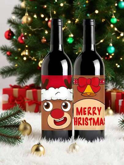 24pcs Premium Gold Foil Wine Bottle Label Stickers, Wine Label Decals Christmas Christmas Decorations Christmas Pajamas Christmas Gifts Christmas Decor