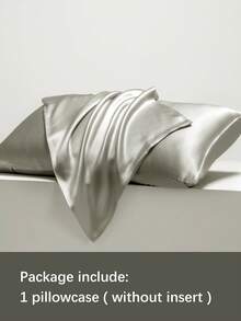 1pc French Gray Satin Pillowcase, Suitable For Summer, Cooling And Skin-Friendly Comfortable, Pillowcase, Bedding, Unisex, Dorm Decor, Pillow Insert Not Included, Fits Twin, Full, Queen, King Size - Grey - View 4