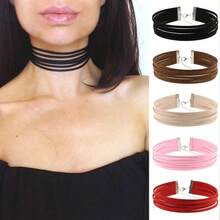 Dây chuyền choker nhung 1/2/5/10 lớp, Dây chuyền nhung nữ, Dây chuyền nhung phong cách Punk, Dây chuyền choker phong cách Gothic tối giản, Dây chuyền nữ, Dây chuyền xương đòn, Trang trí tiệc, Thích hợp cho đeo hàng ngày, dự tiệc, cosplay - Nhiều màu - Xem 1
