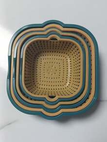 加厚双层沥水篮六件套洗菜盆厨房多功能客厅家用水果盆洗水果蔬菜篮微瑕 - 彩色 - 查看 15