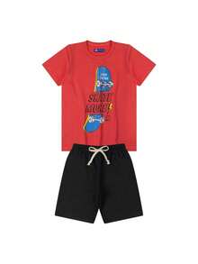 Boys' Set: T-Shirt With Bermuda Shorts - Coral Skate - 珊瑚粉 - 查看 1