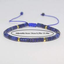 1 pieza Pulsera ajustable con cuentas y espaciador de oro de 4*2 de lapislázuli natural de estilo bohemio, adecuada para uso diario en todas las estaciones. Sirve como un regalo ideal que se cree que trae buena suerte y prosperidad. Además, es un elemento de moda imprescindible para la fotografía al aire libre.