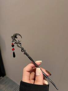 Women's Chinese Style Moon Shaped Hairpin With Tassel, Vintage Style, Unique Design, High-Grade Hair Accessories For Updo Hairstyle Hair Bun Hair Bun Maker Bun Hair Piece Hair Styling Pins, School Stuff - Multicolor - View 1