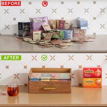 Acacia Wood Tea Bag Organizer, Tea Box With Storage Drawer, 8 Compartments Tea Organizer Tea Bags With Glass Window, Coffee Pods And Tea Organizer Holder Countertop, Tea Station Chest Display2025 - Clear-2 - View 11