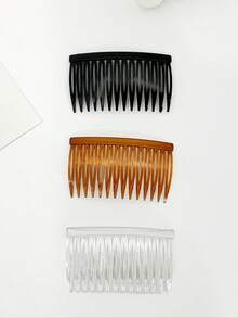 3pcs Vintage Woven 11-Tooth Deep Coffee Plastic Hair Comb, Octagonal Side Comb, School Stuff, Wedding, Hair Accessories, Head Accessories