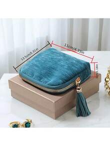 1/2 túi đựng trang sức cao cấp có tua rua trang trí - Túi vải nhiều ngăn đựng dây chuyền, vòng tay, bông tai - Lý tưởng cho du lịch, quà tặng, sinh nhật, ngày lễ, phụ kiện du lịch | Hộp đựng trang sức thanh lịch | Khóa kéo bền chắc, hộp đựng trang sức, giá trưng bày vòng tay, giá để trang sức, hộp đựng trang sức, trang trí phòng - Nhiều màu - Xem 3