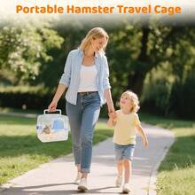 Portable Hamster Travel Carrier Cage,Outdoor Small Pets Breathable Cage,Multifunctional Guinea Pig Carrier With Water Bottles, Running Wheels, Ladders, Dodge Houses And Feeders (Blue, Style B) - 藍色 - 查看 2