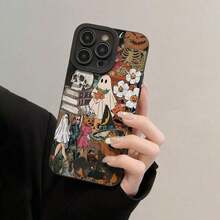 Teléfono con temática de Halloween, funda protectora decorativa para teléfono, fundas para teléfono a prueba de golpes, compatibles con teléfonos de la serie 8 11 12 13 14 15 - Negro - Ver 4
