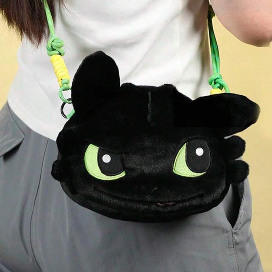 Universal Pictures [官方授权] 驯龙高手系列 - 可爱无牙男孩毛绒斜挎包 | 柔软蓬松可爱单肩收纳包，适合女孩圣诞生日礼物