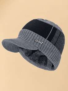 JZML 1pc Men Letter Decor Knit Hat Casual - Grey - View 6