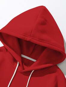 Men's Fashionable Hooded Sweatshirt, David Graphic Print Hoodie - Red - View 3
