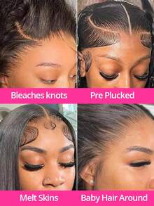 NARNI 40 Inch 5x5 Straight Glueless Human Hair Wig 250% Density HD Lace Put On And Go Closure Wigs Human Hair Pre Plucked Pre Cut No Glue Transparent Human Hair Wigs For Women With Baby Hair Natural Color - Natural Black - 查看 4