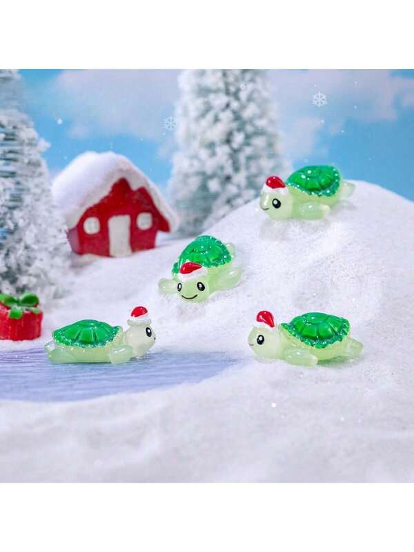 7/14 peças mini figuras de tartaruga de resina, pequenas figuras de tartaruga de Natal, pequenas miniaturas de tartaruga para decoração de aquários, paisagens, decoração de casa