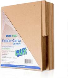 LUX Folder Tamaño Carta Paquete con 100 Unidades - Carpeta Kraft Recicladas Ecológicas Biodegradables (Carta) - Papel - Ver 1