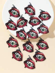 2/5pcs Halloween Mouth, Eyeball, Bat Acrylic Pendant DIY Jewelry Accessories For Necklace, Earrings