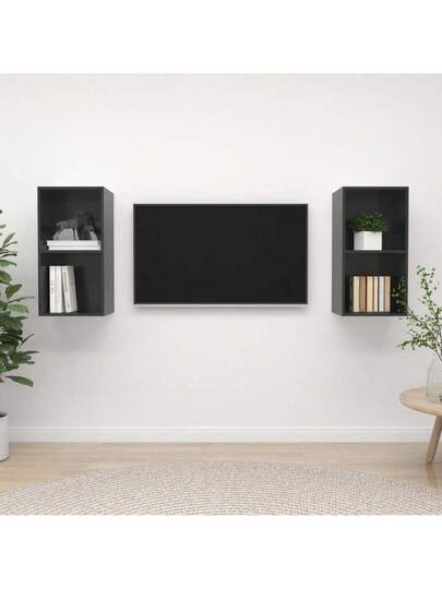 VidaXL TV Wand Units Pcs Chipboard High Gloss Grijs