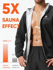 HOTSUIT Setelan Sauna Pria (Jaket dan Celana) Ideal untuk Latihan dan Olahraga - Hitam - View 5