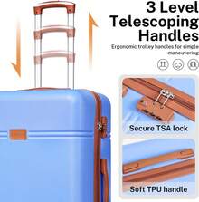 YSTYLE LONG VACATION 5-Piece Travel Luggage Set With ABS+PC Hard Shell Carry-On Suitcase, Spinner Wheels And YKK Zipper With TSA Lock