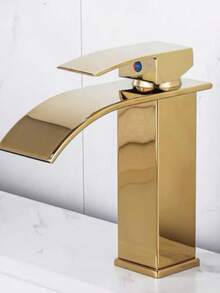 1pc Nordic Frosted Stainless Steel Waterfall Faucet, With Hot And Cold Water, Suitable For Countertop Basin, Wash Basin, Bathroom Vanity, Single-Hole. It Is Also Applicable To RVs. This Unique Waterfall Faucet Is An Ideal Gift For Halloween And Christmas.