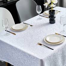 Table Cloth Rectangle Table 60x120,White Holiday Tablecloth,Tablecloths For 6 Foot Tectangle Tables,Polyester Fitted Tablecloth, Spill Proof & Wrinkle Resistant Table Cloth, Washable Table Cover For Party, Dining, Indoor, Outdoor
