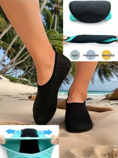 1 st. unisex snabbtorkande vattenskor, barfotasockor, halkfria badskor för simning, strand, yoga, camping, vuxen- och ungdomsstorlekar, beställ 2 storlekar större, oumbärliga för strand, pool, båtliv, surfing