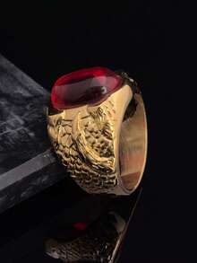 2025 New Design Handmade Men Jewellery Single Artificial Red Stone 316 Stainless Steel Rings For Men - Red - View 3