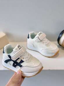 1 双男女款平底休闲运动鞋，耐磨防滑婴儿鞋，时尚百搭学生跑鞋，适合所有季节 - 黑色 - 查看 2