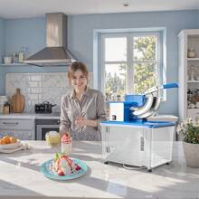 Commercial Ice Crusher 661LBS/H, 350W Electric Snow Cone Machine With 4 Blades, 2000RPM Stainless Steel Shaved Ice Machine With 11 Gal Crushed-Ice Box, For Family Restaurants Bars, Blue - Blue with case: 661 lbs/h, 350W - 查看 9