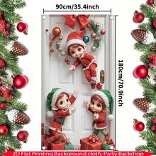 1 Pancarta plana de Navidad en 2D, 1 Decoración de puerta de Navidad con estante para pastel, Pancarta personalizada con elfo para colgar en la puerta, Decoración navideña de elfo con estilo lindo para la puerta de entrada, Pancarta de puerta de festival, Fibra de poliuretano sin necesidad de electricidad, con agujeros para colgar fácilmente